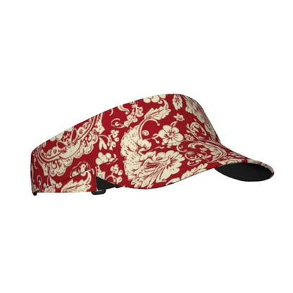 USA Visor Hat Sun Adjustable Sports Beach Cap Men Women Adults - color: Boho-red Paisley 1
