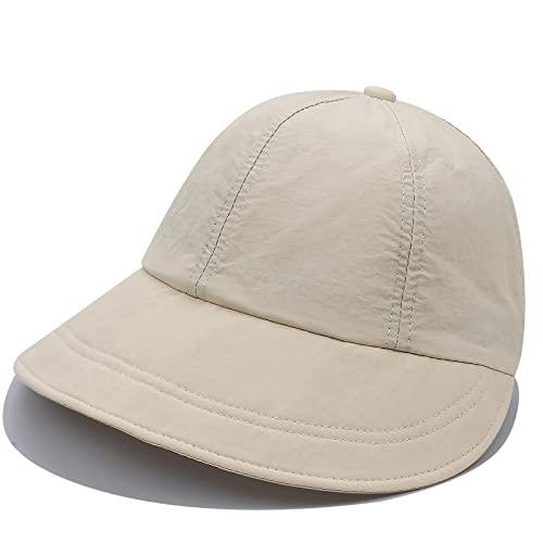 CLAPE Wide Brim Visor Hat Golf Visor Cap Packable Beach Hat Sun Protection Hat for Beach Garden Tennis Running Sunshade Hat - color: C-dwh01-beige