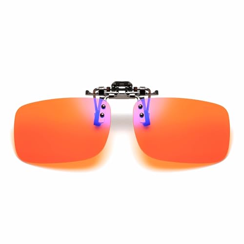 Clip on Flip up Polarized Lens For Prescription Glasses UV Protection Sunglasses (Clear lenses not Polarized) - color: Orange Lenses