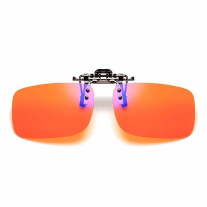 Clip on Flip up Polarized Lens For Prescription Glasses UV Protection Sunglasses (Clear lenses not Polarized) - color: Orange Lenses