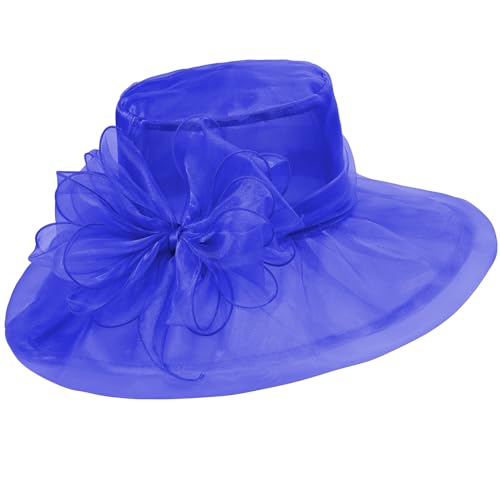 Century Star Kentucky-Derby hat Fascinator Hats for Women 2026 Floral Tea Party Bridal Church Wedding Headwear - color: Royal Blue