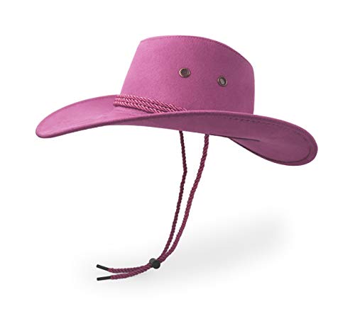 Cowboy Hat, Sun Hat Faux Felt Leather Suede Travel Cap Western Hat Outdoor Sun Protect - color: Pink