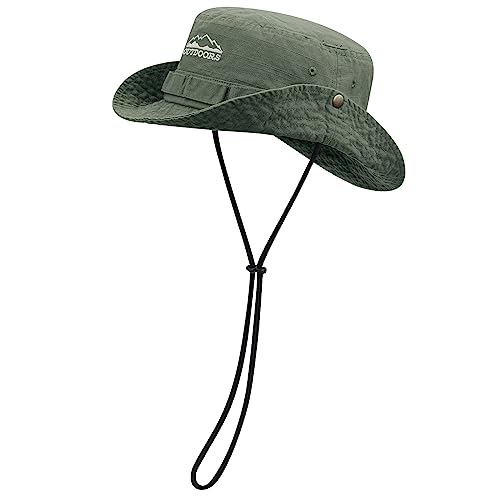 Clakllie Sun Hats for Women Men UV Protection Boonie Hats Summer Safari Jungle Hat Fishing Beach Hats UPF 50+ Camping Hats - color: S-dfh03-army Green