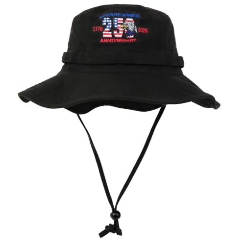 Bucket Hat UV Protection Sun Hat, Boonie Fishing Safari Hats for Outdoors - color: Flag Black