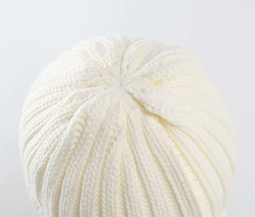 Connectyle Women's Rib Knit Cuffed Beanie Hat Stretch Acrylic Winter Hat Thick Warm Snow Ski Cap - color: White