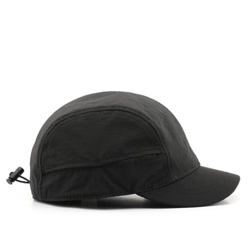 Short Brim Quick-Dry Lightweight Breathable Polyester Baseball Cap Adjustable Drawstring Dad Hat Outdoor Men Women - color: Black