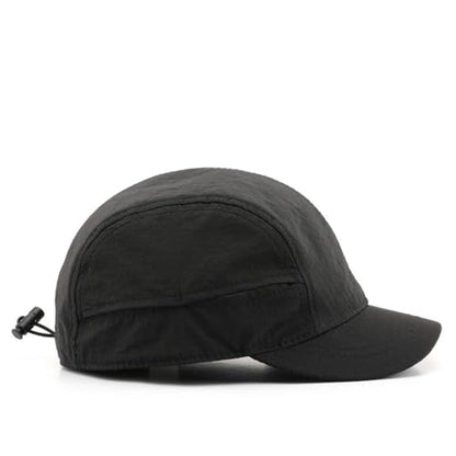 Short Brim Quick-Dry Lightweight Breathable Polyester Baseball Cap Adjustable Drawstring Dad Hat Outdoor Men Women - color: Black