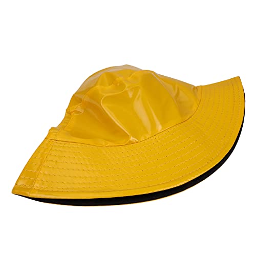Reversible PU Leather Bucket Hats for Women Solid Color Double Wear Summer Hat Unisex - color: Yellow