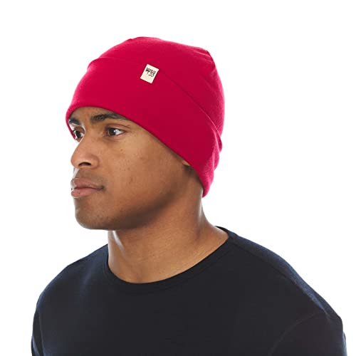 100% Merino Wool Cuff Beanie - Warm Winter Hat - Novelty Beanie - Toque - color: True Red