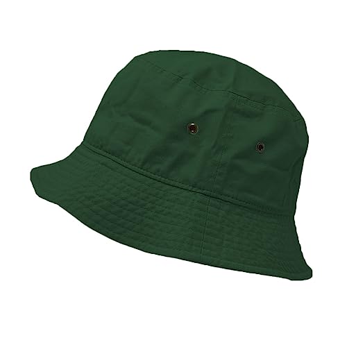 Glory Max Unisex Solid Color 100% Cotton Bucket Hat Small Brim Packable Travel Summer Beach Hat - color: Hunter Green, size: Large-X-Large