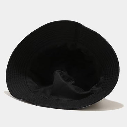 Bucket Hat for Women Men, Cotton Reversible Double Side Wear Sun Hats Beach Fisherman Hat - color: Black Coconut Tree