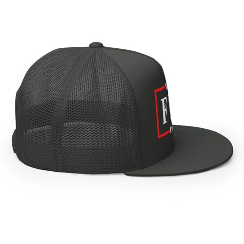 NX FDT Embroidered Flat Bill Trucker Hat High Crown Adjustable FDT Hat - color: Charcoal