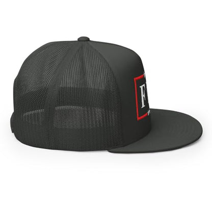 NX FDT Embroidered Flat Bill Trucker Hat High Crown Adjustable FDT Hat - color: Charcoal