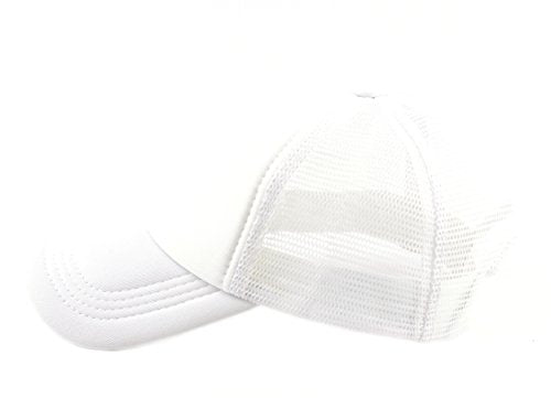 NYFASHION101 Plain Mesh Trucker Hat - Breathable 6-Panel Daily Snapback Cap, Customizable Ideal for DIY Embroidery & Patches - color: White