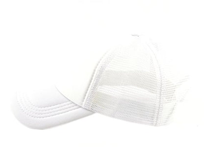 NYFASHION101 Plain Mesh Trucker Hat - Breathable 6-Panel Daily Snapback Cap, Customizable Ideal for DIY Embroidery & Patches - color: White