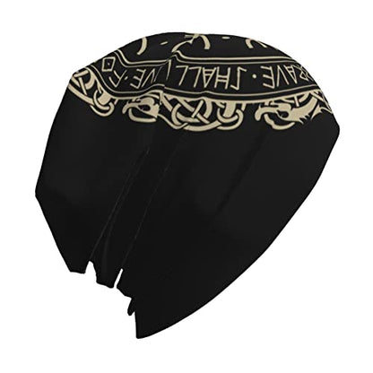 Men Vikings Beanie Caps,Norse Rune Skull Cap Knit Hat Slouchy Cap Autumn Summer Casual Beanies Hat - color: Norse Runes Printed