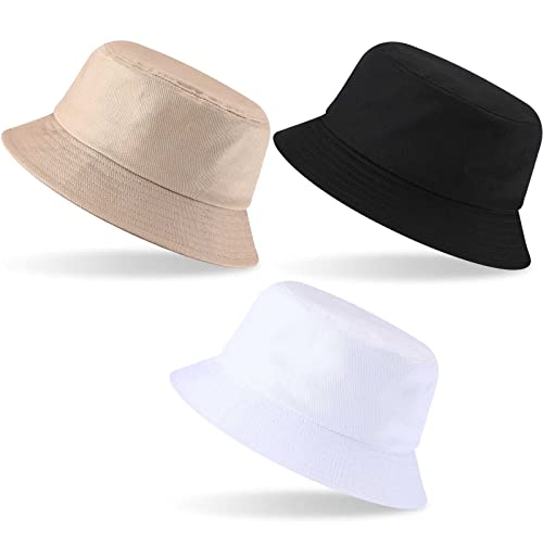 Zhanmai 3 Pcs XXL Bucke Large Oversize Hat for Woman - color: Black, White and Khaki