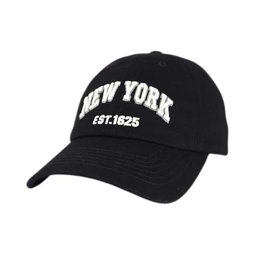 E BY ELIDAN NY Dad Hat, New York EST.1625 Cotton Baseball Cap Women & Men - color: Black White