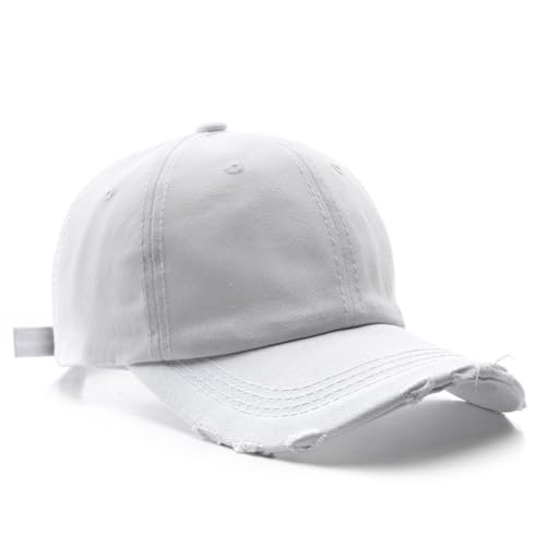Classic Washed Distressed Vintage Baseball Cap Unconstructed Soft Cotton Denim Dad Hat for Men Women - color: White