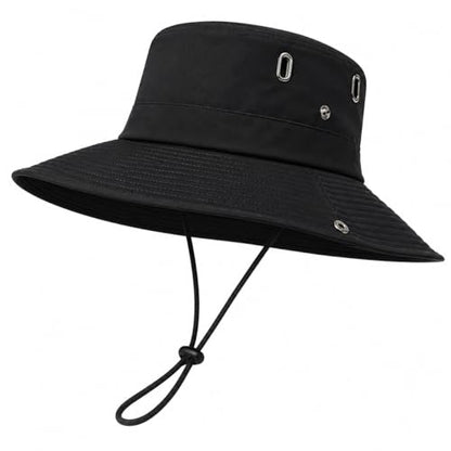 AVYZA CO. Wide Brim Sun Hat for Men & Women UPF 50+ Lightweight Waterproof Hat for Fishing & Hiking - color: Black