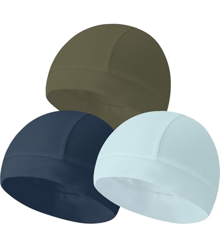 Cotton Skull Caps for Men Women Beanie Chemo Headwear Sleep Hat - color: Set G-navy,light Blue,army Green