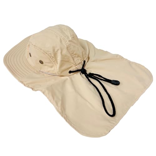 Packable and Adjustable Mesh Boonie Sun Hat with Neck Flap - color: Tan 2