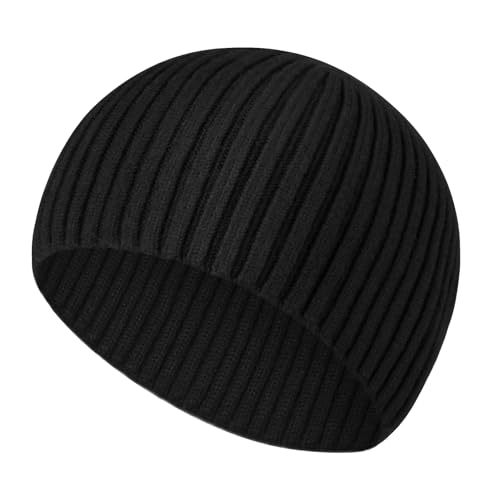 Heniho Winter Wool Beanies for Men Women, Warm Plain Toboggan Hats Ski Running Knit Skull Cap - color: #1pack A- Black