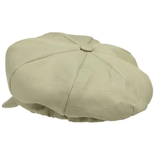 Lipodo Classic Baker Boy Cap Made in Italy Linen Cotton Ladies Elastic Band Spring Summer - color: Light Olive