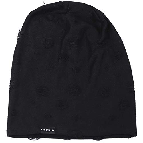 VECRY Men Slouch Hollow Beanie Thin Summer Cap Skullcap - color: Lace Sblack1