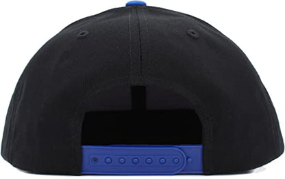 KBETHOS Classic Snapback Hat Blank Cap Underbrim Cotton Wool Blend Flat Visor Adjustable Unisex - color: Black Royal