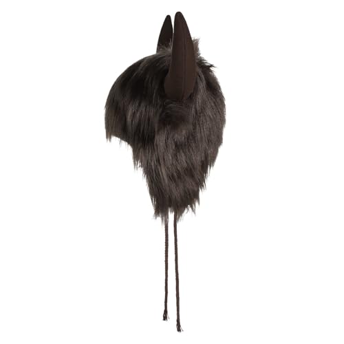 XGOPTS Winter Faux Fur Plush Hat with Horns Warm Animal Horn Ox Earflap Hat - color: Cofffee