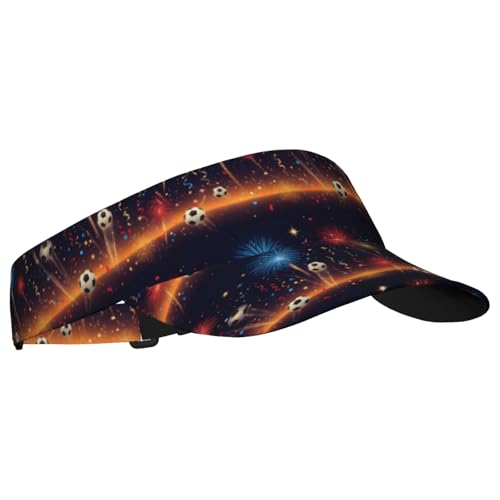 Adjustable Lightweight Open Top Sports Sun Visor Hat Cap for Golf Tennis - color: Soccer Fireworks