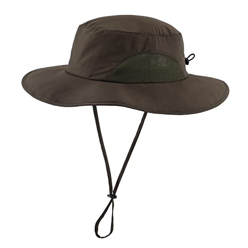 Home Prefer UPF50+ Mens Sun Hat Wide Brim Fishing Hat for Men UV Protection Womens Beach Bucket Hat for Golf Hiking Gardening - color: Army Green
