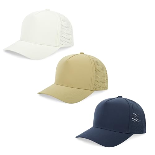 5 Panel Baseball Cap Quick Dry Mesh Snapback Hat for Women Men - color: Navy+khaki+offwhite