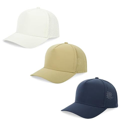 5 Panel Baseball Cap Quick Dry Mesh Snapback Hat for Women Men - color: Navy+khaki+offwhite