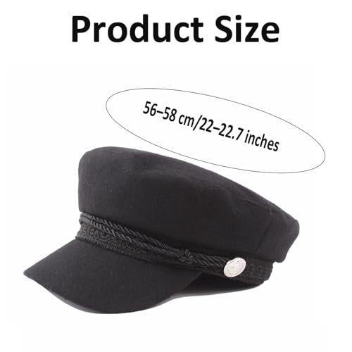 Black Classic Unisex Newsboy Cap Vintage Peaked Beret Style Adjustable Flat Hat Comfortable Fiddler Driver Design
