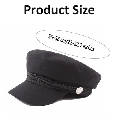 Black Classic Unisex Newsboy Cap Vintage Peaked Beret Style Adjustable Flat Hat Comfortable Fiddler Driver Design