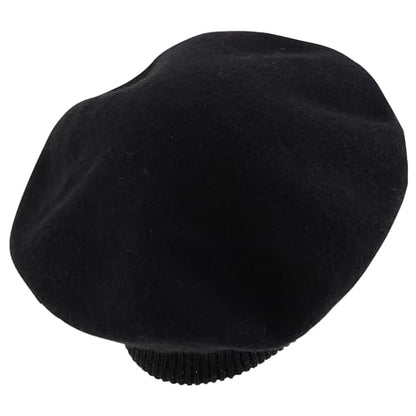 Trendy Apparel Shop Plain Solid French Wool Beret Hat - color: Black