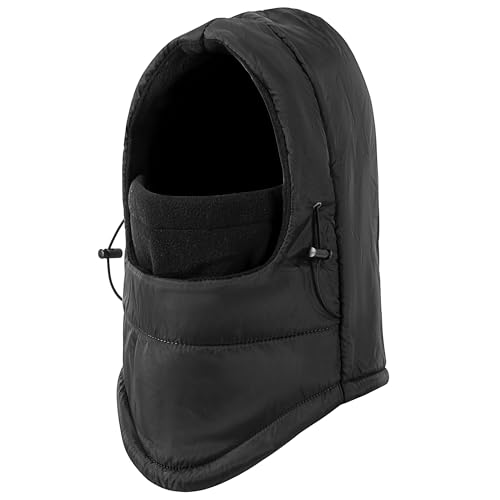 Balaclava Ski Mask Fleece Lining Windproof Warm Adjustable Thermal Winter Cold Weather Face Mask for Men Women - color: Black