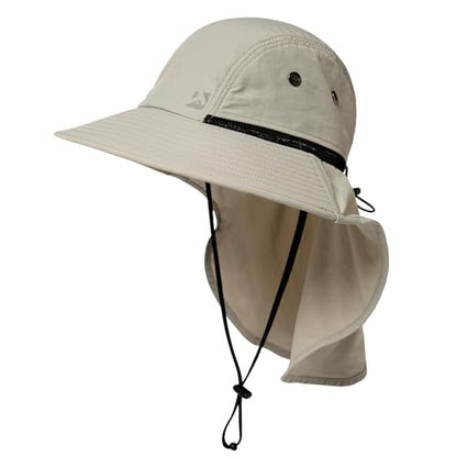 TOP-EX Oversized UPF50+ Sun Hat for Big Heads with Neck Flap & Wide Brim - color: Light Grey, size: Large-X-Large