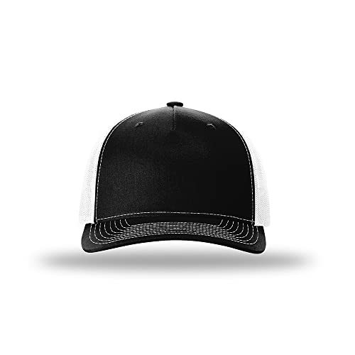 Richardson 112FP & 112PFP Classic Fit Five-Panel Snapback Trucker Cap |OSFM - color: Black/White