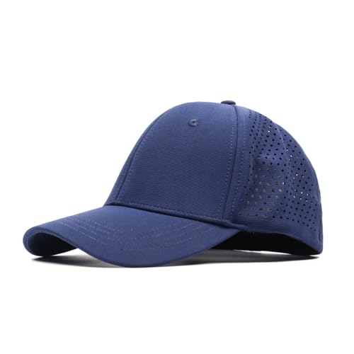 6 Panel Stretch Full Closed Baseball Caps Men's Blank Fitted Cap Curved Brim Elastic Closed Back Hat Q2426 - color: Navy Mesh