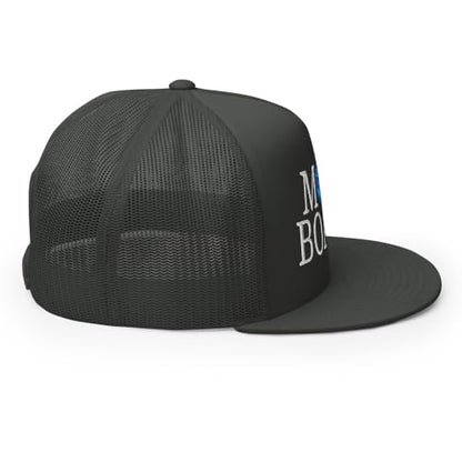 NX Motor Boatin Embroidered Flat Bill Trucker Hat High Crown Snapback Cap - color: Charcoal