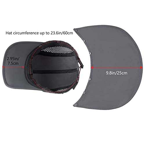 BASSDASH UPF 50+ Fishing Hat, Baseball Cap with Removable Neck Flap - color: Dark Grey With Foldable Brim