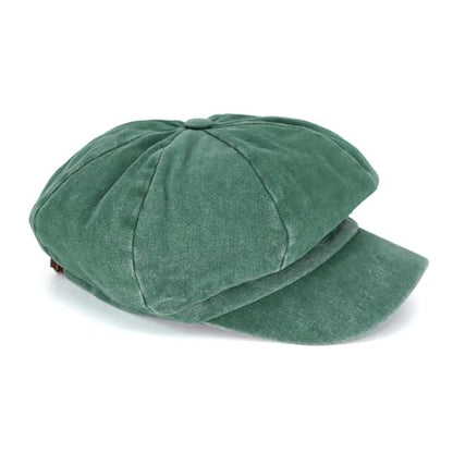 WITHMOONS Plain Baker Boy Hat Twill Cotton Beret Cap Newsboy Hat Washed Adjustable JDG1582 - color: Green
