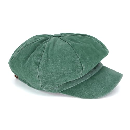 WITHMOONS Plain Baker Boy Hat Twill Cotton Beret Cap Newsboy Hat Washed Adjustable JDG1582 - color: Green