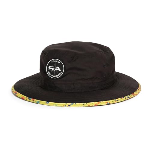 Soul of Adventure Bucket Hat | UV 50+ for Adults | Sun Protection with Adjustable Fit, Moisture-Wicking Fabric - color: Black Neon Flag