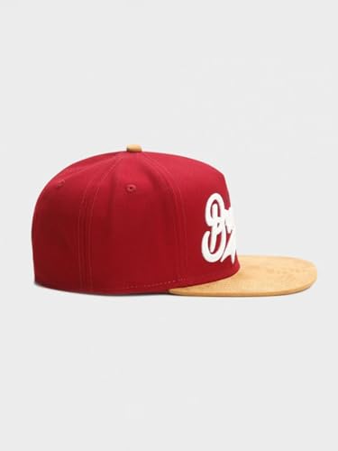 CL BK Fastball CAP1 Snapback Cap, Red and Tan Two-Tone, Suede Brim