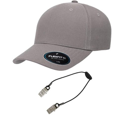 Flexfit 6100NU Tri-Layer Seamless Baseball Cap Bundle w/Cap Catcher - color: Grey, size: Large-X-Large
