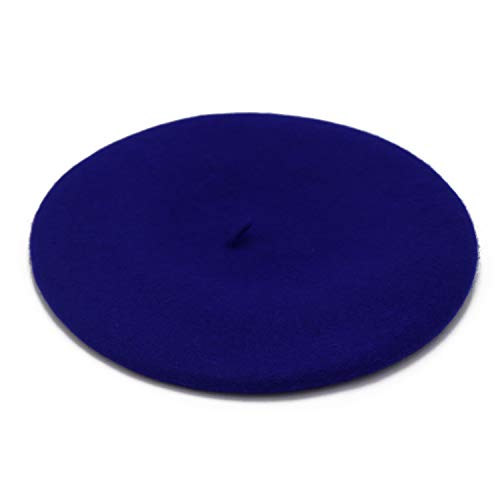 Wheebo Wool Beret Hat,Solid Color French Style Winter Warm Cap for Women Girls Lady - color: Sapphire Blue